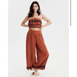 AE Embroidered Tube Top + Palazzo Pant Set